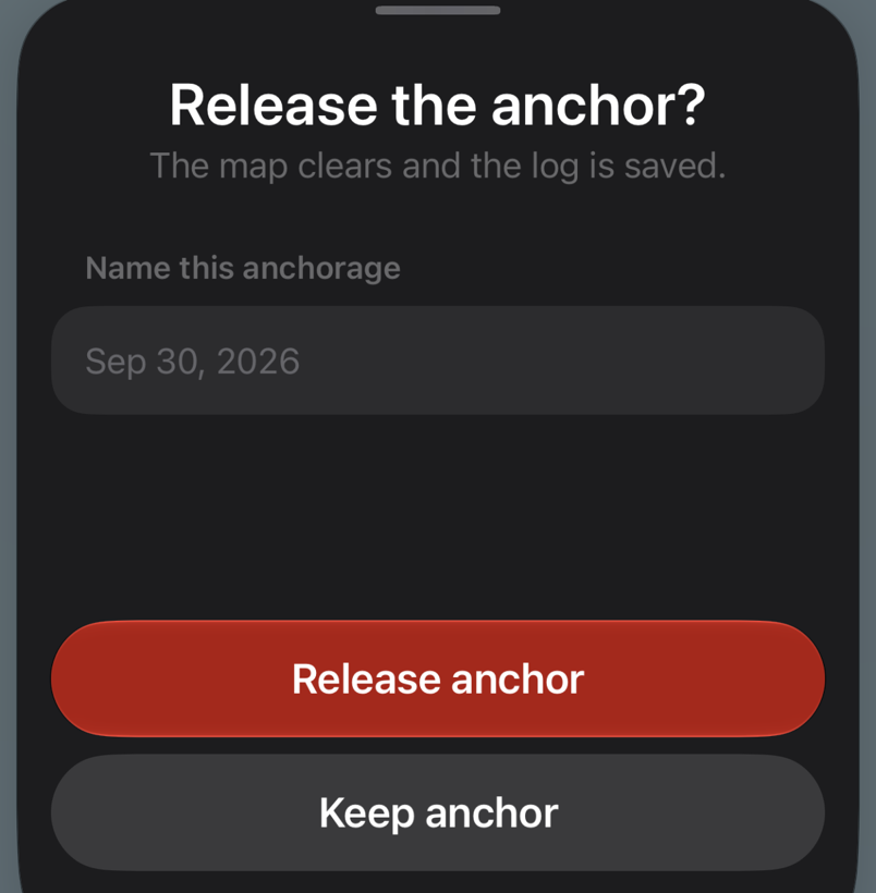 The release sheet's buttons